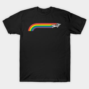 Jumping UNICORN RAINBOW STRIPE T-Shirt